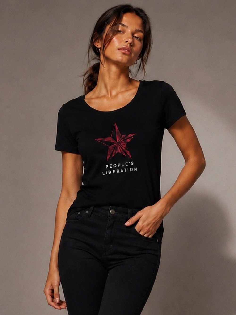 People's Liberation vintage black t-shirt with graphic design